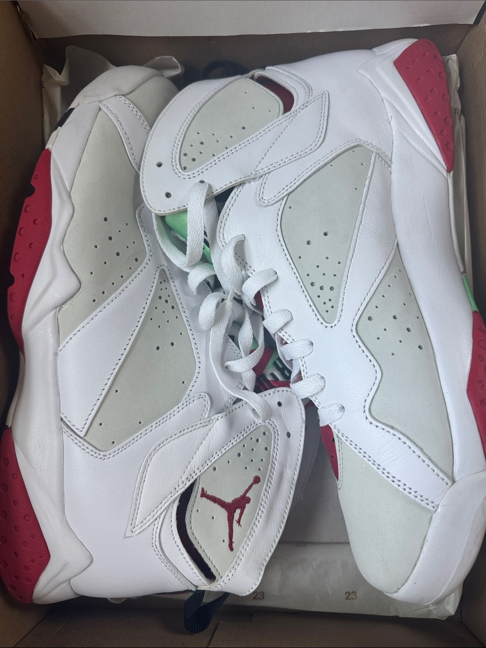 Air Jordan 7 retro size 12 White/True Red-Light Silver-Tourmaline LIKE NEW - Picture 2 of 9